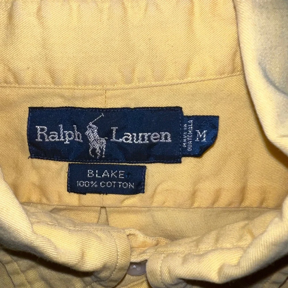 Polo Ralph Lauren Blake Mens Yellow Cotton Button Down Shirt Long Sleeve Size M